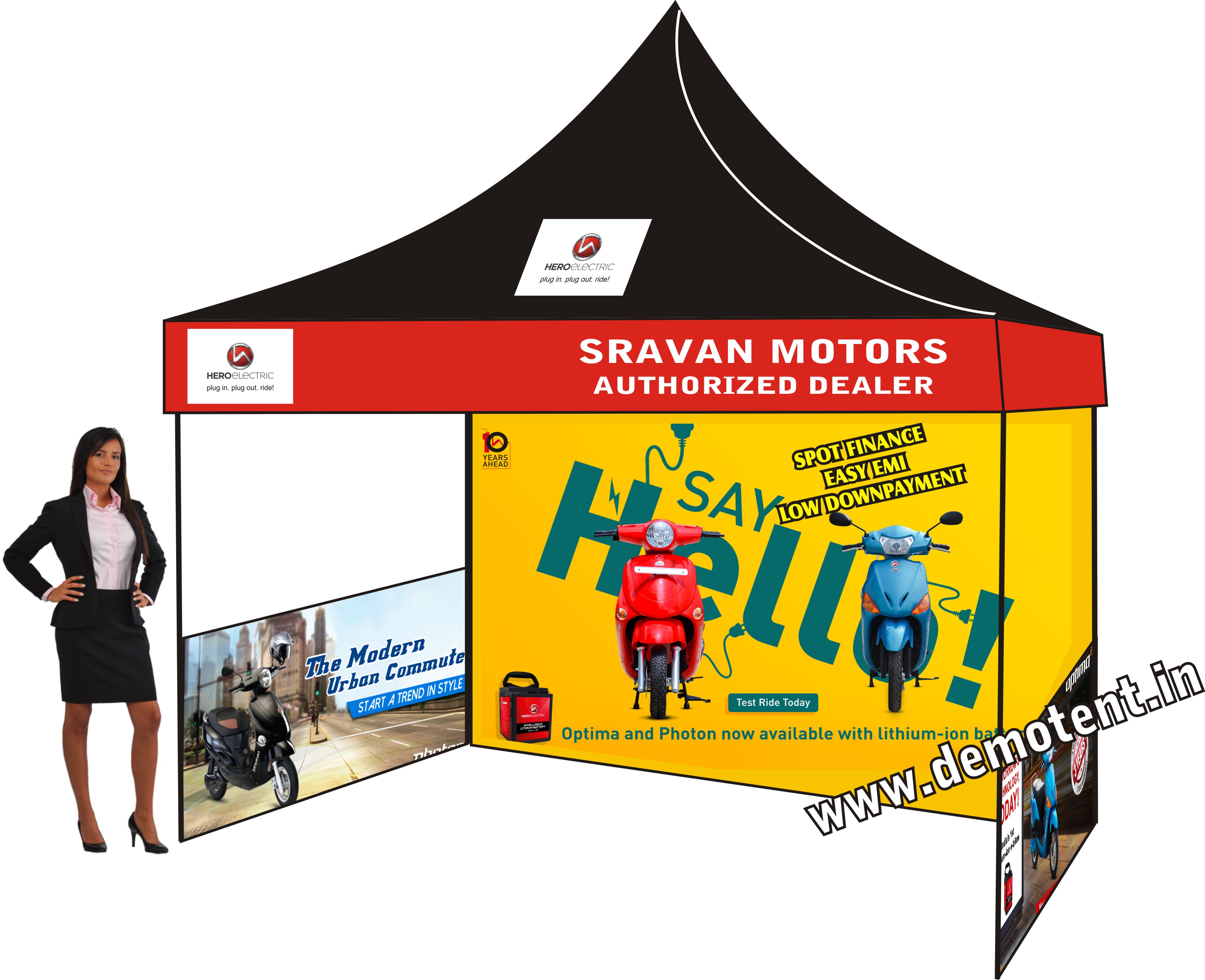 Hero electric bike dealer marketing tent